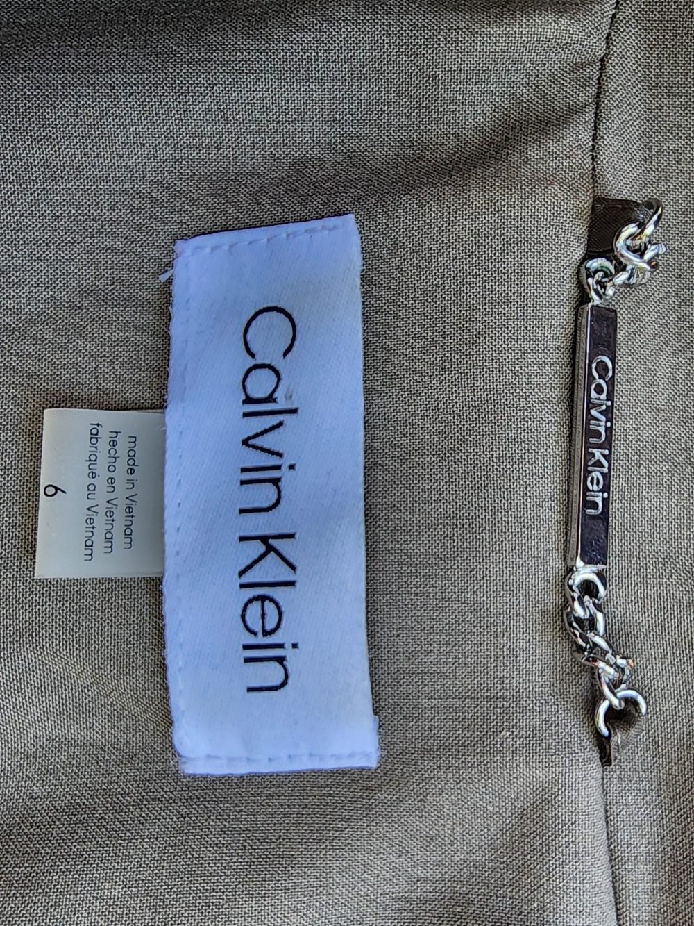 Calvin Klein Khaki Tan Belted Safari Blazer Jacket Utility Cargo Size 6 - Picture 12 of 16